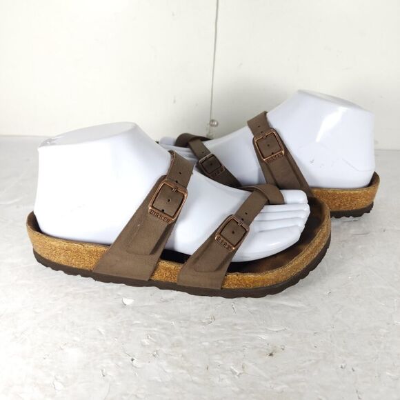 Birkenstock Women's Mayari US5 EU36 Birkibuc Mocha Brown Strappy Slide sandals - Picture 8 of 16